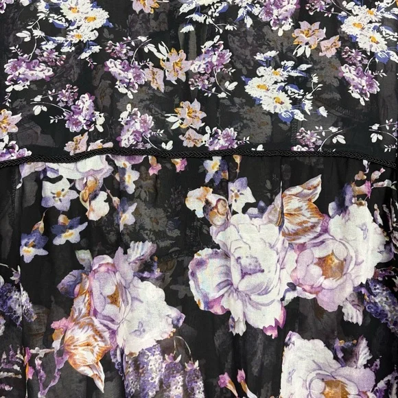 I Jeans by Buffalo Black Sheer Floral Blouse XL Bohemian Whimsigoth - Picture 10 of 13